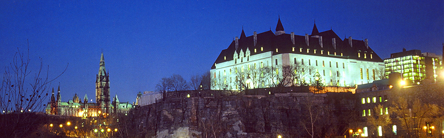 Supreme Court of Canada Building night view from the river