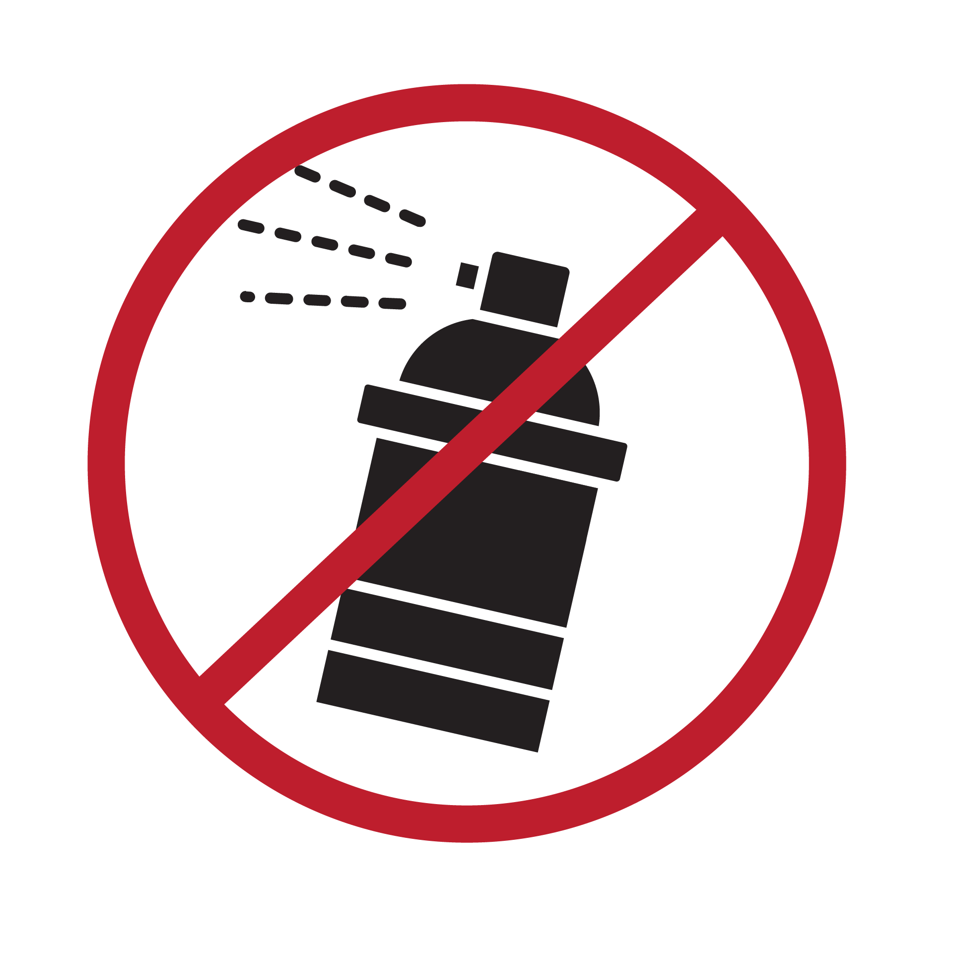 Graphic representing the prohibition of aerosols.