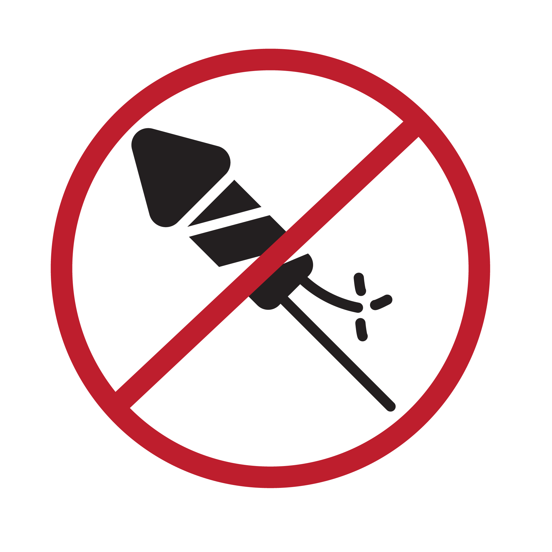 Graphic representing the prohibition of fireworks or other explosives.