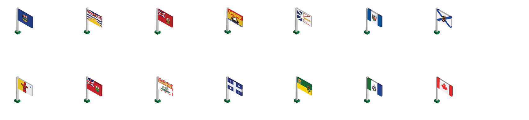 Provincial and territorial flags with number of appeals heard by origin