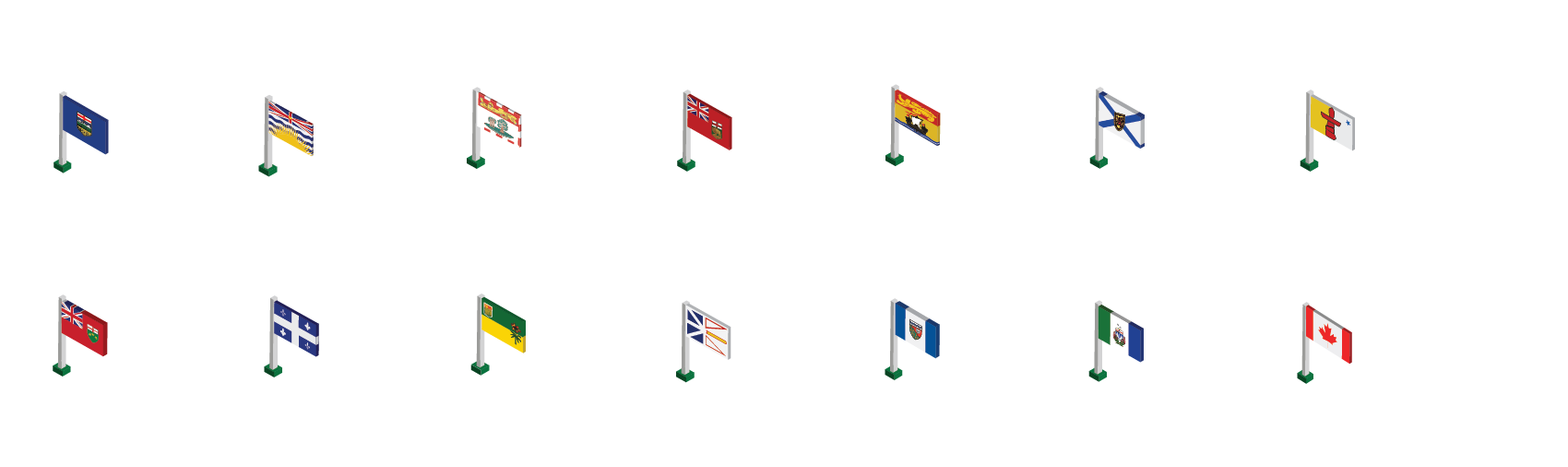 Provincial and territorial flags with number of appeals heard by origin