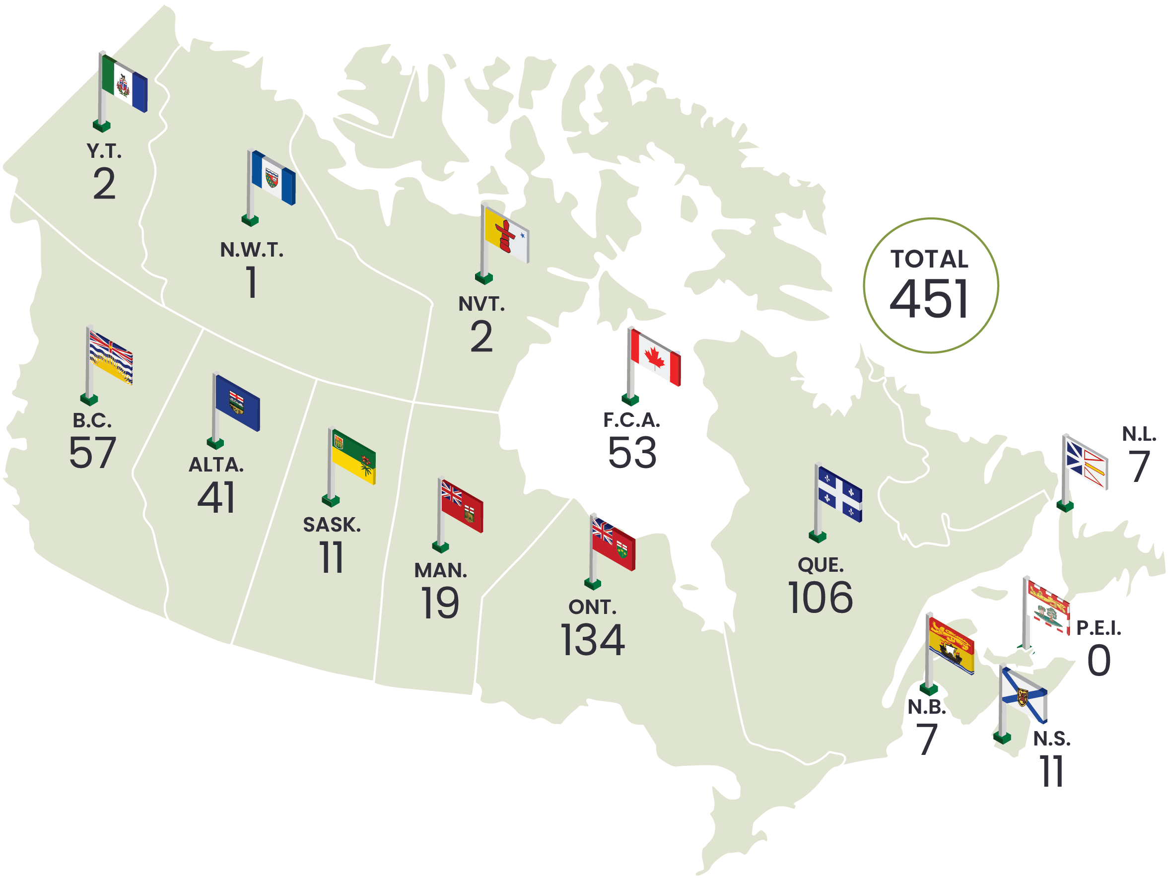 Number of applications by origin map